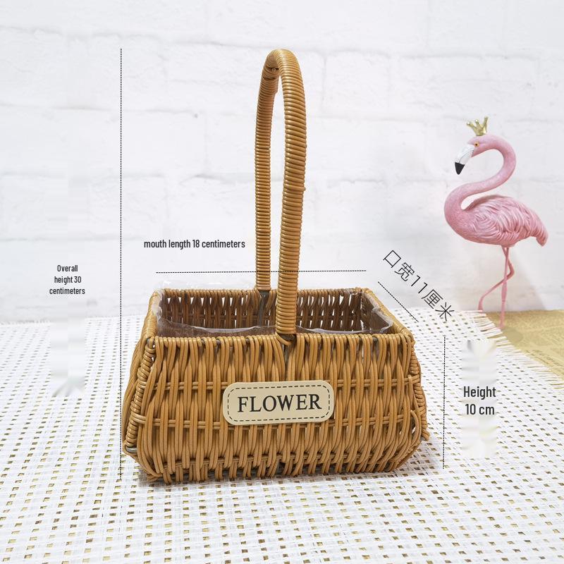 Valentinstag Handgefertigter Rattan Picknick- und Blumenkorb für Hochzeiten und Heimdekoration