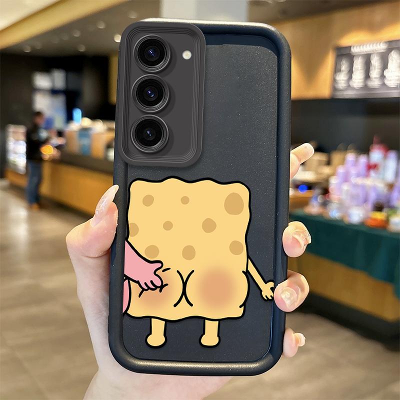 Cute S-SpongeBobs Pinch Butt Phone Soft Case For Samsung Galaxy S25 S24 S23 S21 Ultra Plus S25 S23 S20 Silicone Shockproof Cover
