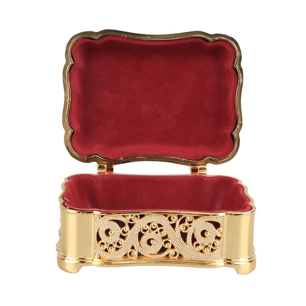 Alloy Small Treasure Chest Gold Trinket Organizer Decorative Boxes Metal Jewelry Box Home Storage