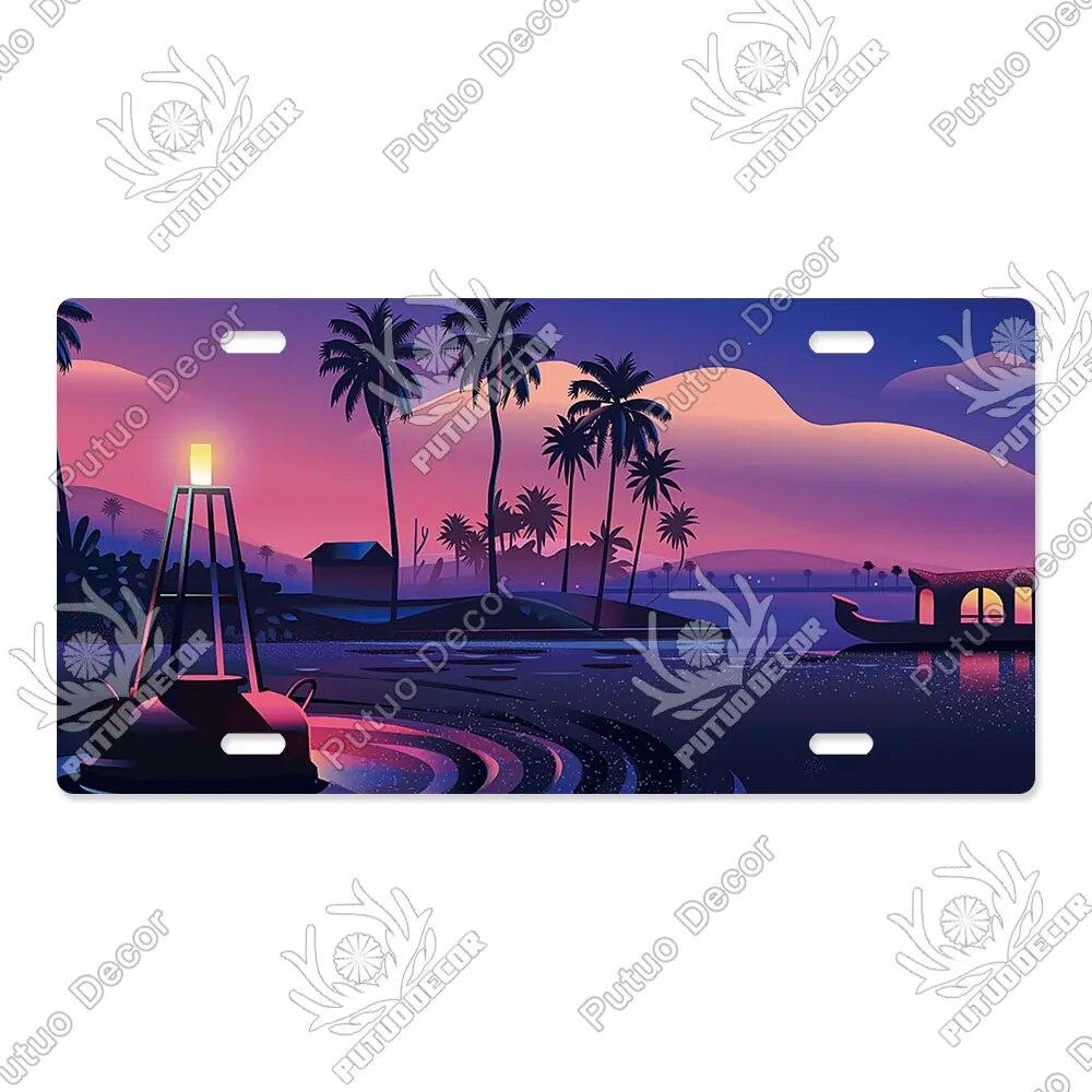 Putuo Decor Ilustrace SPZ Plechová cedule Plaketa Kovová dekorativní deska do auta Dveře do obývacího pokoje Domácí nástěnná dekorace