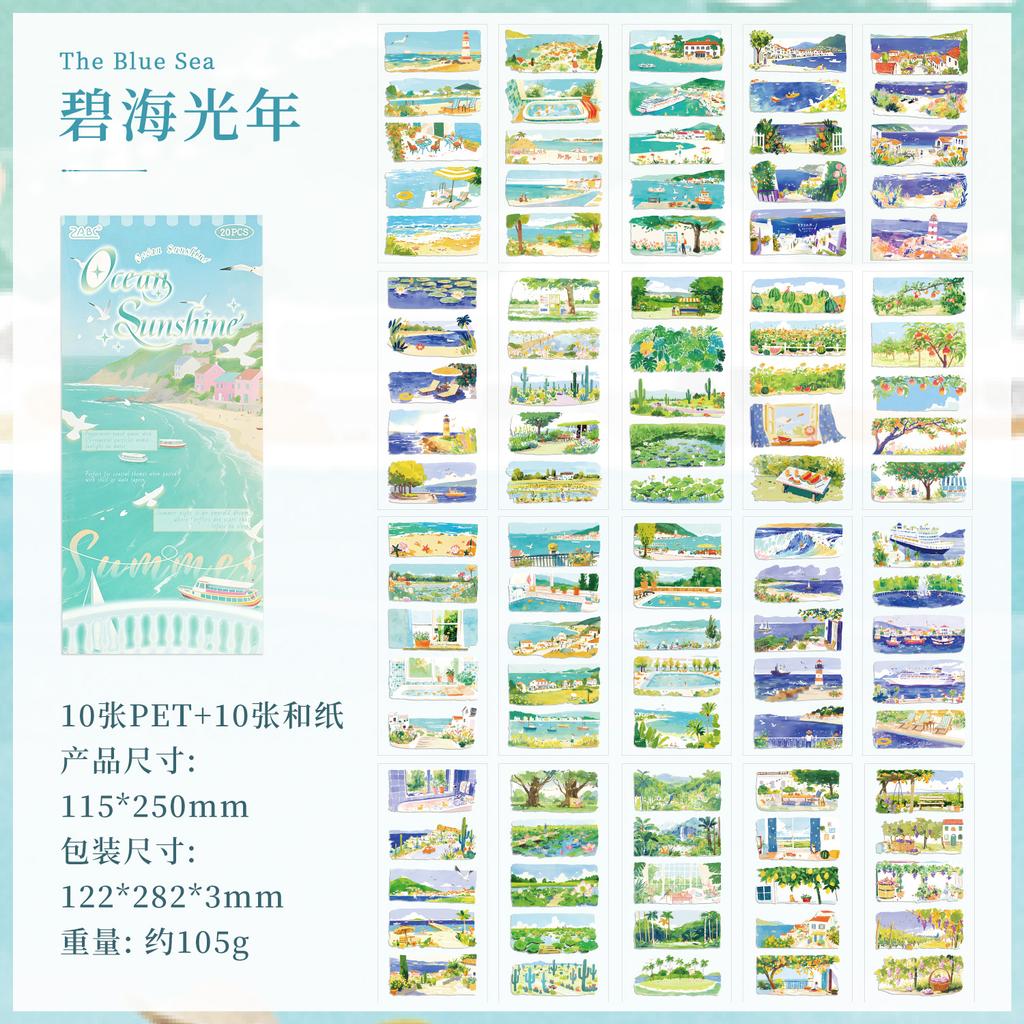20sheets Four Seasons Scenery Series Ins PET+Washi Dual Material Stickers Book Creative Collage DIY Scrapbook Aesthetic Stickers