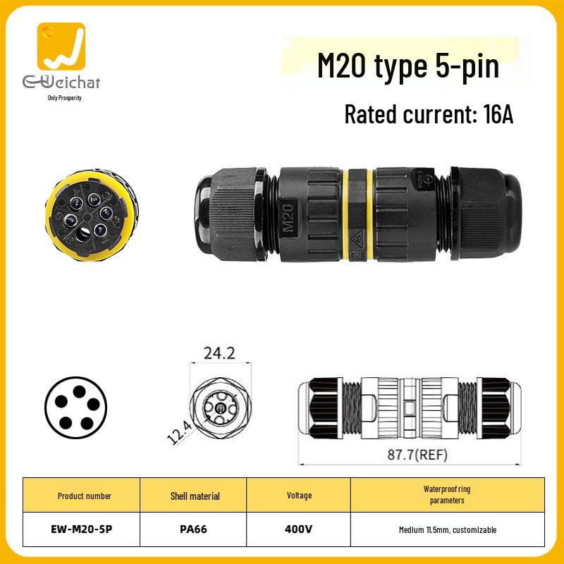 M20 IP68 3-Pin Flame Retardant Waterproof Dustproof Terminal Block Connector for Lighting Electronics.