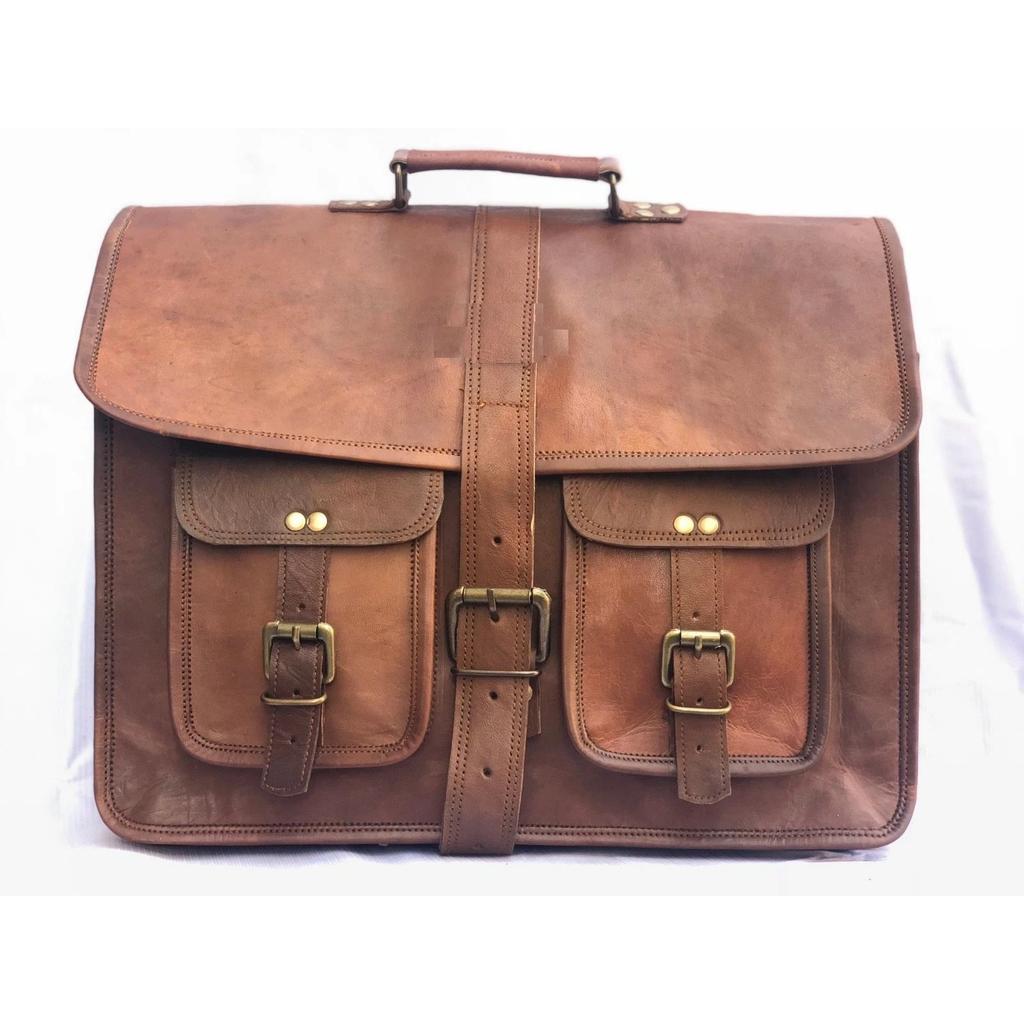Men's Genuine Vintage Brown Leather Messenger