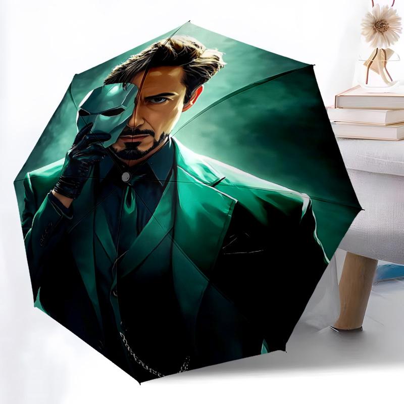 1pc Iron Man Mask Automatic Folding Umbrella, Durable Plastic & Iron, Lightweight for Outdoor Daily Use  003