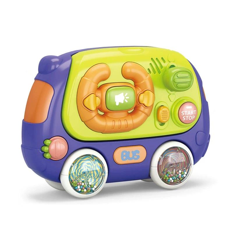 

Baby Music Bus Toddler Toys Electric Driving Car Steering Wheel Early Educational Musical Toy for 0-36 Months Games for Babies