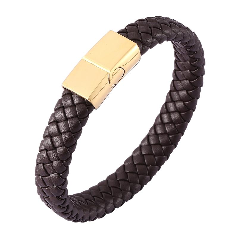 Fashion Leather Bracelet Stainless Steel Buckle Men Leather Bracelet Jewelry Charm Bracelet