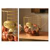 Metal Wire Cup Storage Basket with Wooden Base Coffee Mug Shape Hollow Out Organizer for Home Cafe Bar Countertop Kitchen Decor