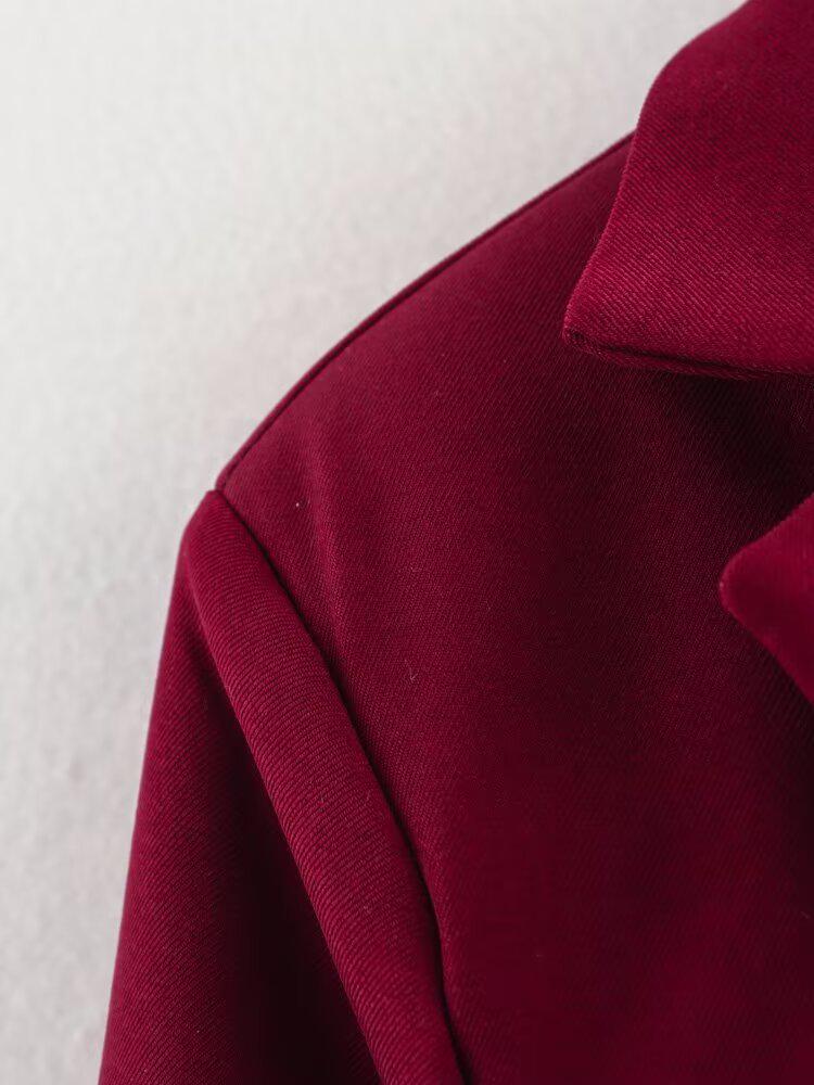 2025 Spring Women's European & American V-Neck Two-Button Slim Suit Jacket