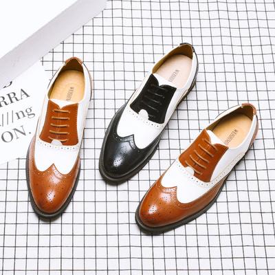 Sommer Lederschuhe neue Blockabsatz farblich abgestimmt lässige Lederschuhe formelle Business-Spitzlederschuhe