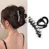 Clips de Păr Negru de Lux S.A.V.I pentru Femei | Clama Mare pentru Păr cu Cristale în Formă de Inimă | Prindere Puternică și Design Elegant | Suport Elegant pentru Coc și Cocuri | D