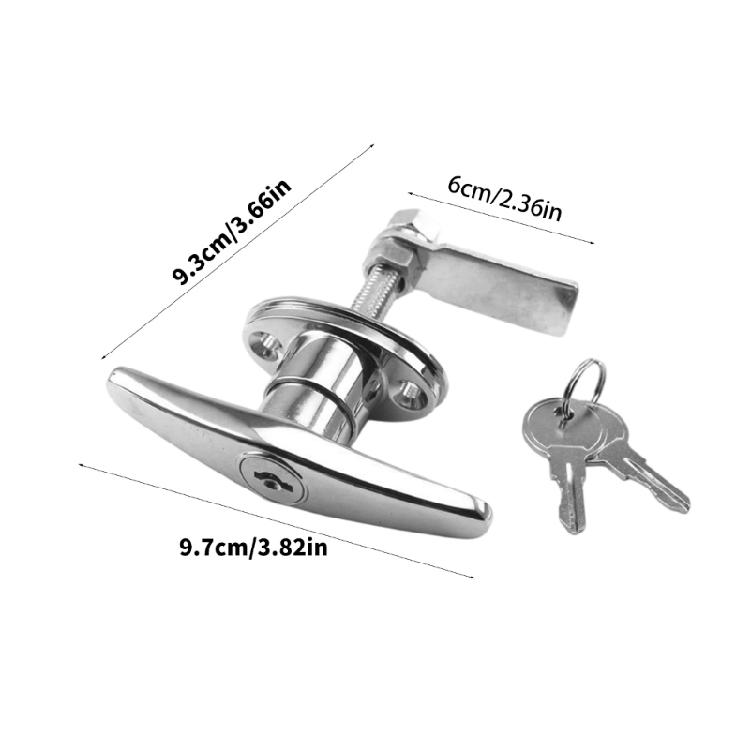 Practical T Handle Security Lock with Key For Drawers And Cabinets Zinc Alloy Body Easy Installation for Home Offices