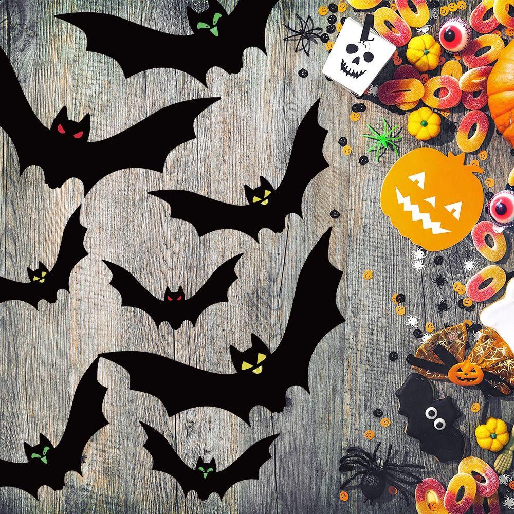 Spooky Halloween Bat Decorations Realistic with Eyes Simulation Bat Pendant Trick or Treat Hanging Spooky Bats Porch Yard