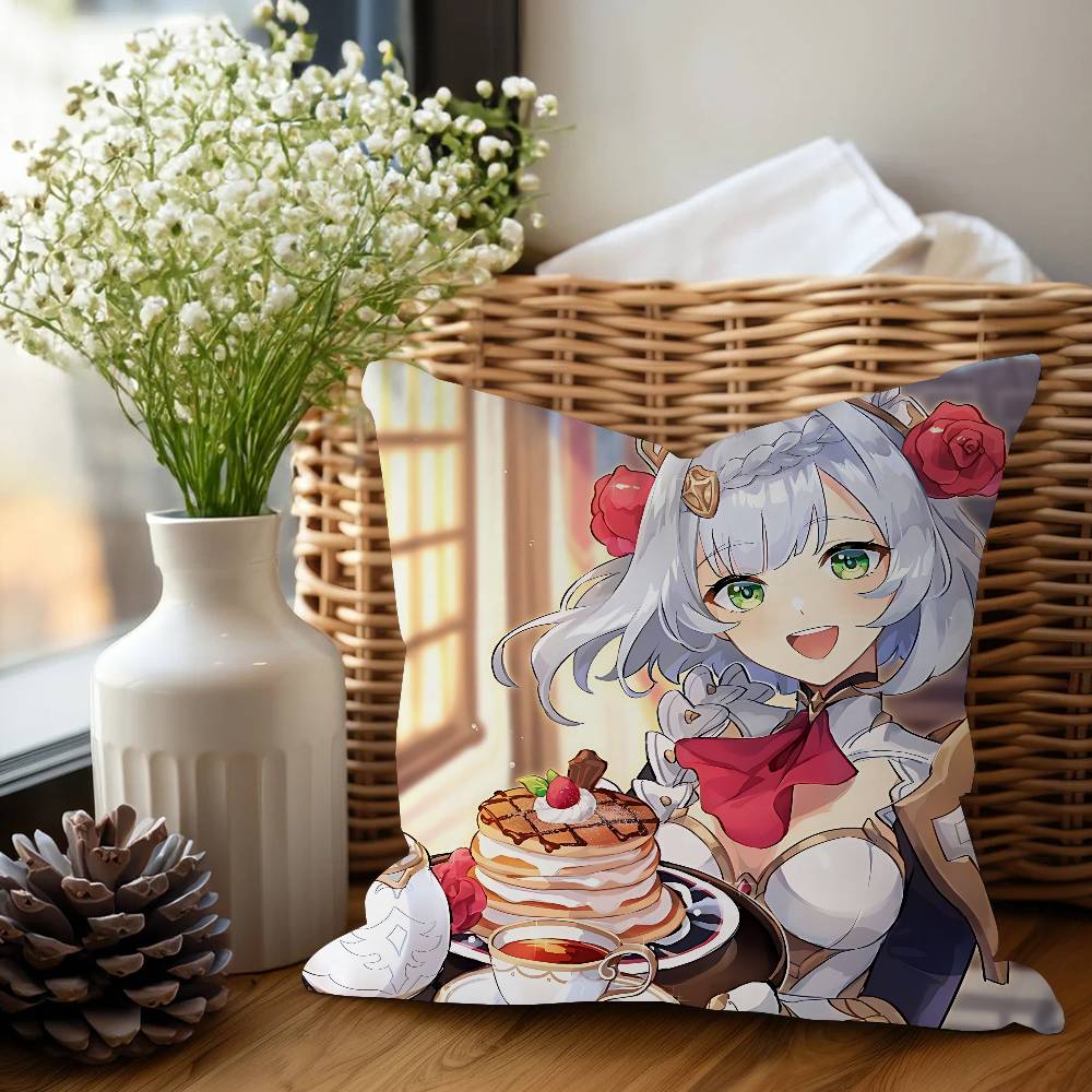 Genshin Impact N-Noelle Cushion Cover Car Throw Pillow Case For Sofa Car Christmas Gift 40x40cm 45x45cm