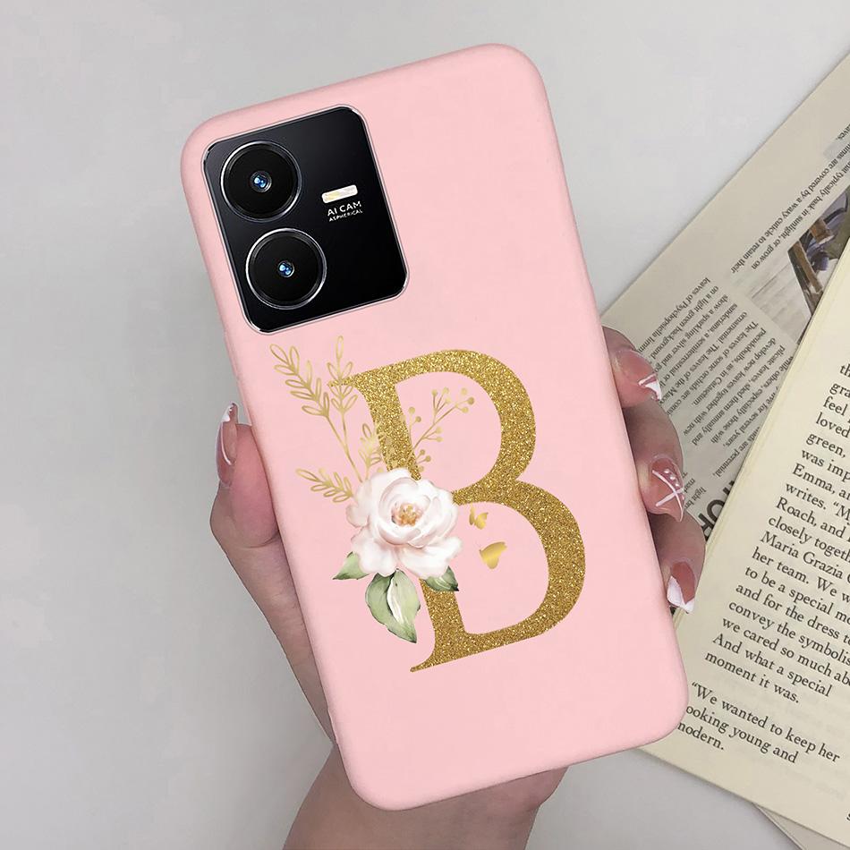 Flower Letters Case For Vivo Y22 2022 Y22S Matte Silicon Soft TPU Back Phone Cover For VivoY22 Y 22 22S Case Funda Bumper Shell