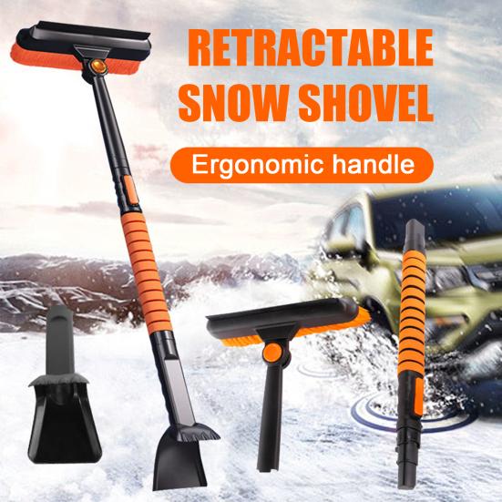 Pala de Nieve Rasqueta de Hielo 5 en 1 Cepillo de Nieve Multifuncional con Mango Retráctil Ergonómico