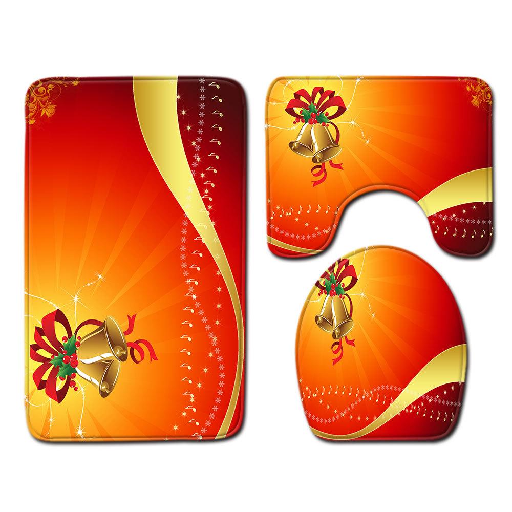 Christmas Bathroom Floor Mat Toilet Three-Piece Set