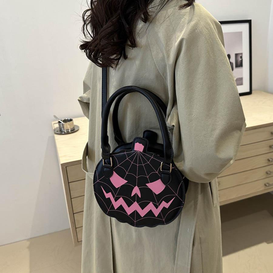 Halloween Single-shoulder Bag Color-blocking Hand-held Women's Bag Simple PU Leather Crossbody Pumpkin Bag CLE