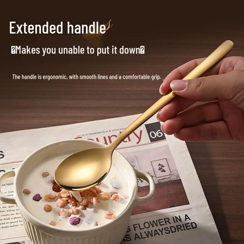 Korean Style Stainless Steel Long-Handle Serving Spoon and Utensil Series