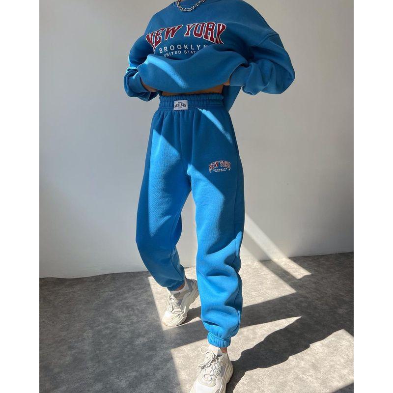 

Модный принт 2024 года Утепленный комплект Плюшевый свитер Blue L