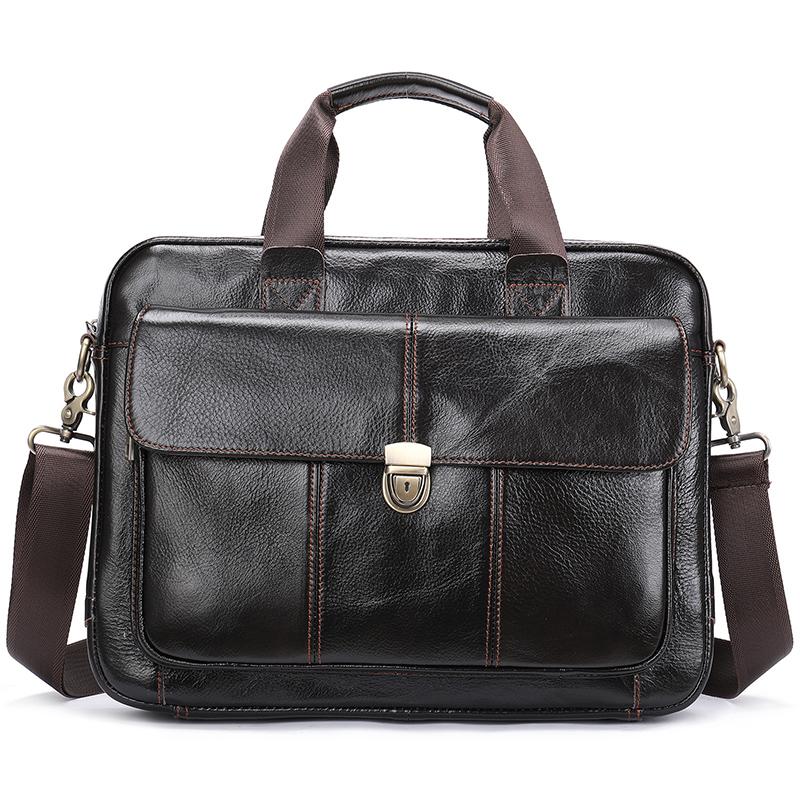 New Men's Briefcase Casual Vintage Genuine Leather Handbag Large-Capacity Business Laptop Bag Crossbody Bag