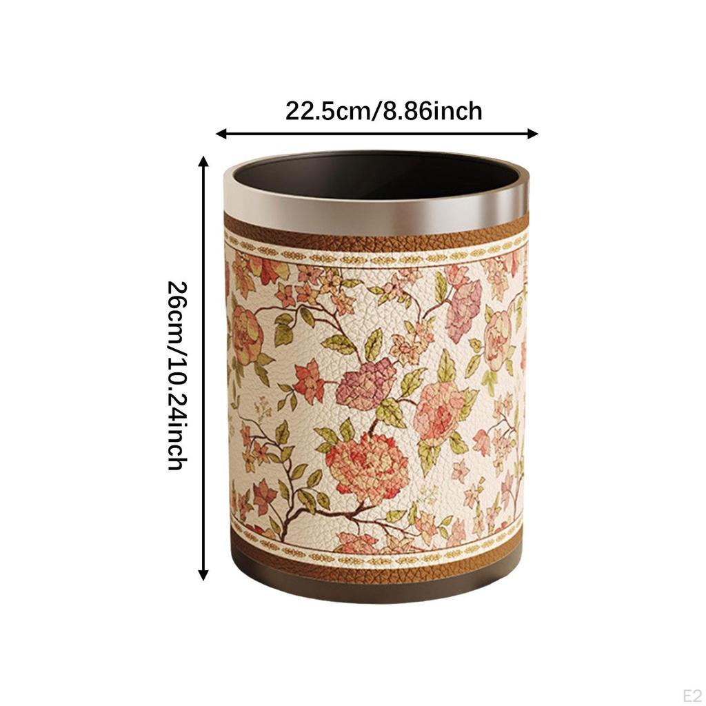 American Style PU Leather Wastebasket for Dorm and Bathroom