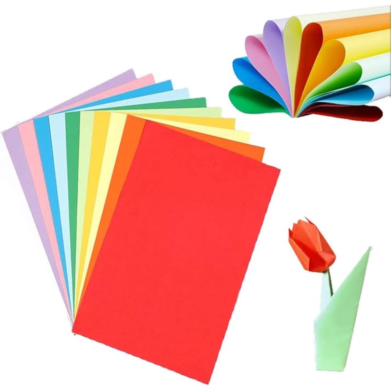 Eclet 40 Pcs Color A4 Medium Size Sheets (10 Sheets Each Color) Art and Craft Paper Double Sided Colored Set 91