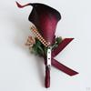 Flower Corsage Groom Men Boutonniere Bridal Wedding Corsages - Wine Red, Individual