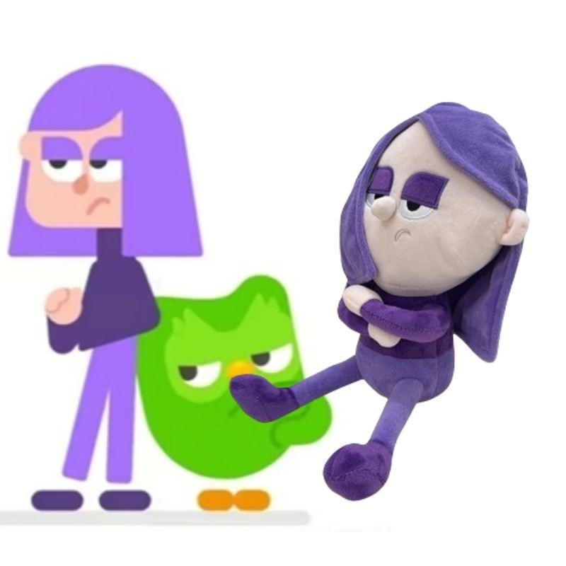 Adorable Plush Duolingo Owl With Purple Hair Perfect Study Buddy Gift