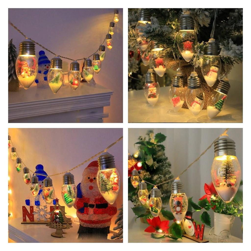 Christmas Tree Led Snow Globe Bulb String Lights For Indoor Outdoor White Warm