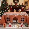 Gingerbread House Christmas Tablecloth Christmas Table Cover Gingerbread House Reusable Farmhouse Table Runner for Picnic Party