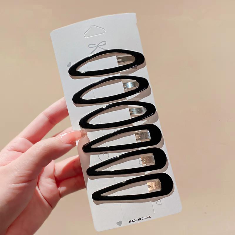 

6 шт./уп. Геометрические леопардовые однотонные заколки-клипсы из сплава для волос-невидимок, овальные заколки-капли для волос, головные уборы для женщин и девушек