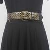 Ceinture Métallique Fashion Boucle Rivets Creuse Style Punk Chaîne de Taille Ceinture en Cuir PU assortie Pour Hommes et Femmes