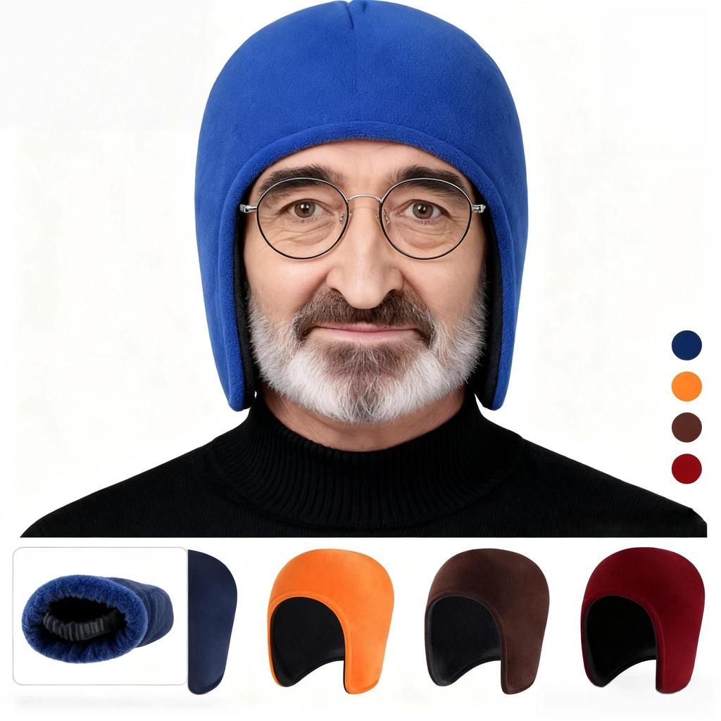 Winter Outdoor Windproof Ear-Protective Cycling Thermal Hat, Double-Layer Thickened Winter Hat for Elderly Sleep