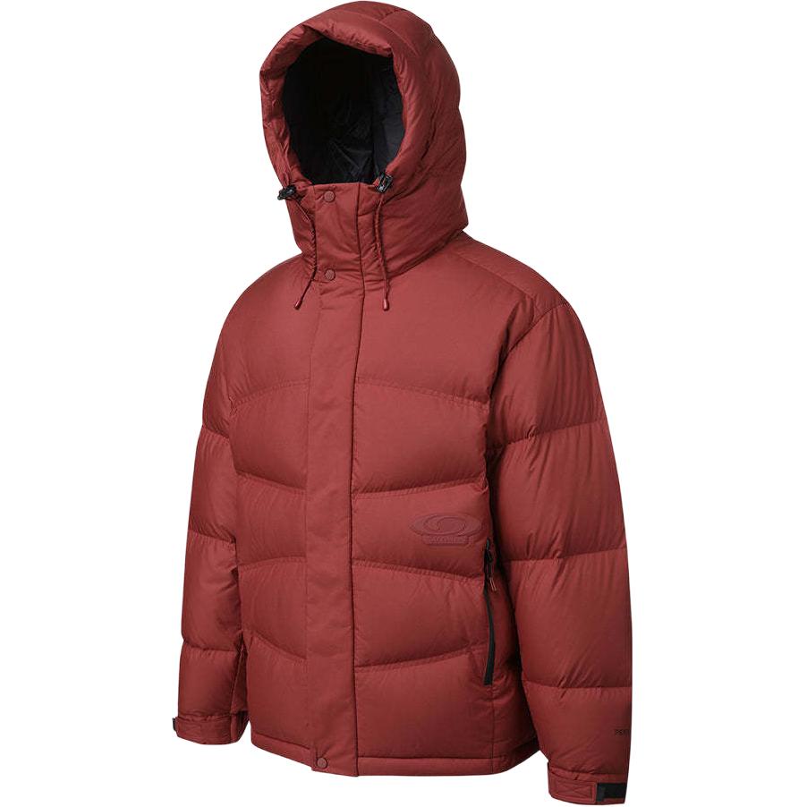 Salomon Solid Color Hooded Zipper Long Sleeve Down Jacket Unisex Outerwear Dark-Red LC2580700