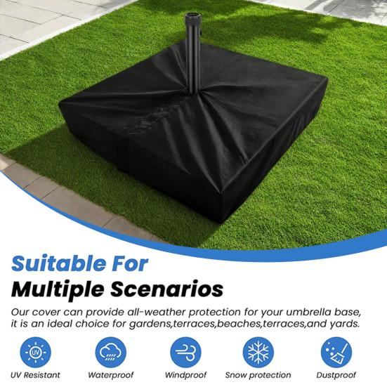 Utendørs Parasollfotdeksel Kraftig 600D Oxford-stoff Vanntett Anti-UV Ute Hage Terrasse Parasollstativ Firkantet Beskyttelsesdeksel Parasoll