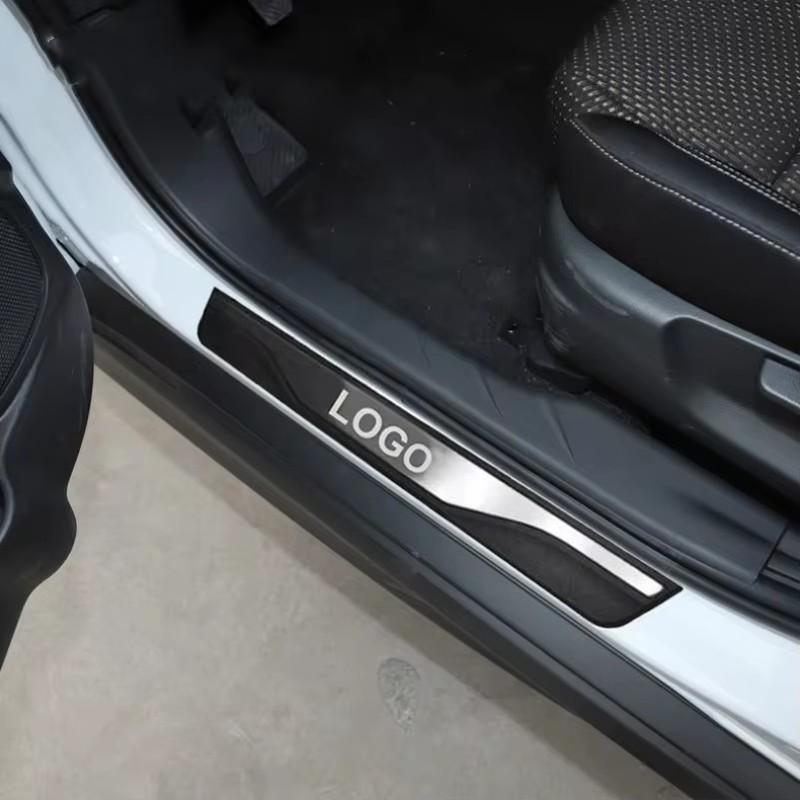 For Hyundai KONA EV 2017 2018 -    2024 2025 Door Sill Cover Kick Scuff Plate Guard Pedal Car Styling Accessories