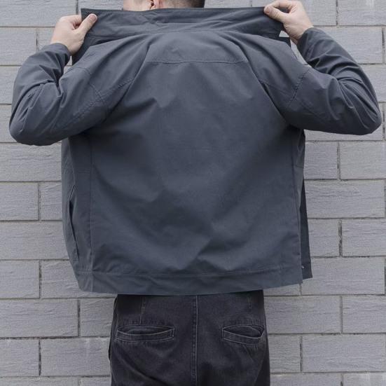 Autumn Winter Men Cargo Coat Solid Color Turndown Collar Windproof Korean Style Relaxed Fit Jacket for Working