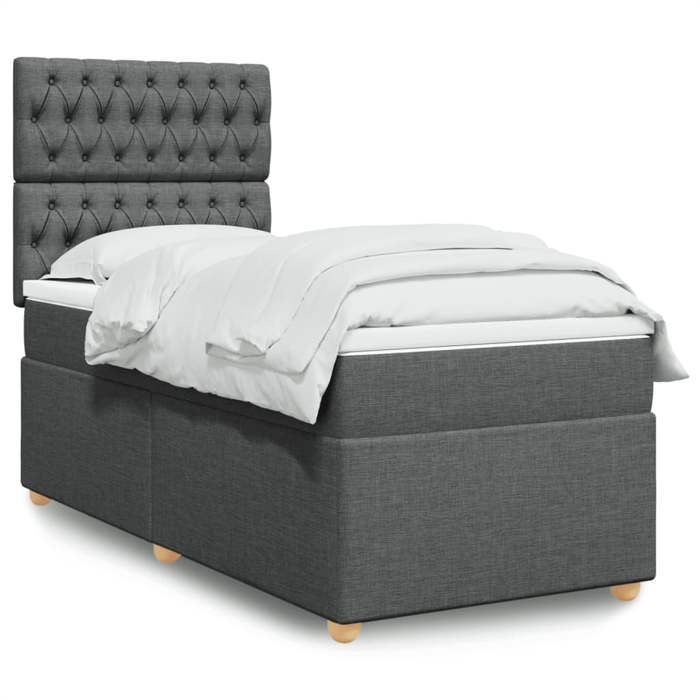 VidaXL Slat Bed Base with Mattress Dark Grey 100x200cm Fabric 3293499