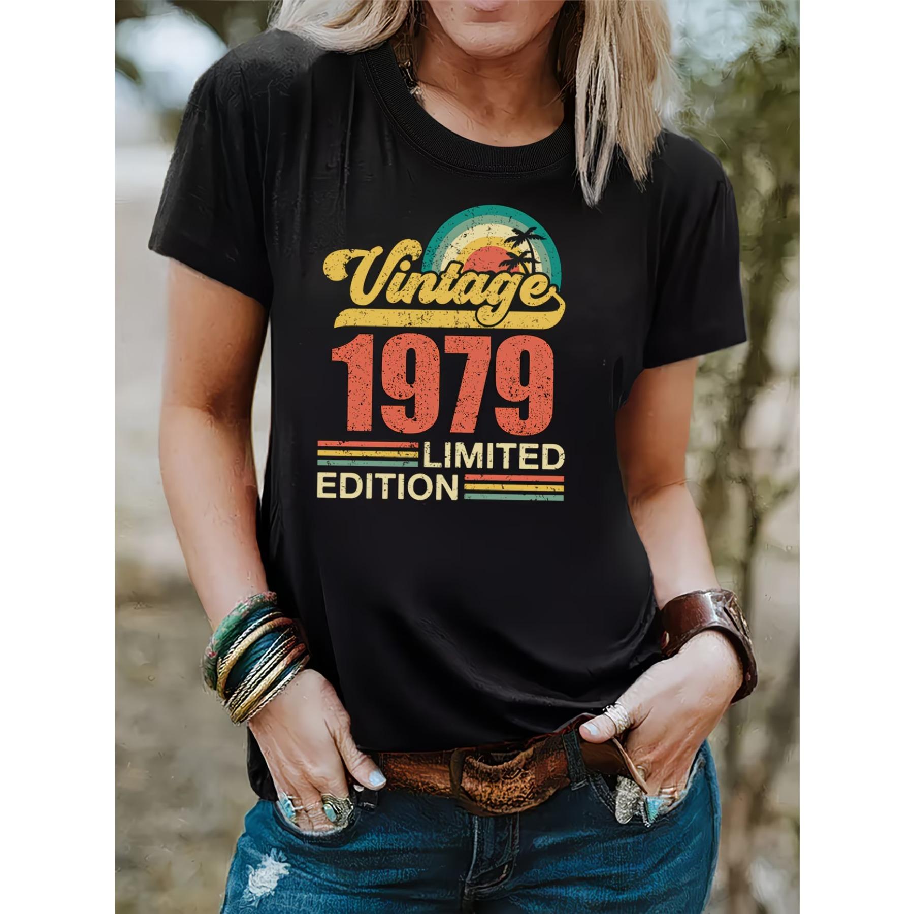 

Retro Letter Print Short-Sleeve T-Shirt From 1979 XXL чорний