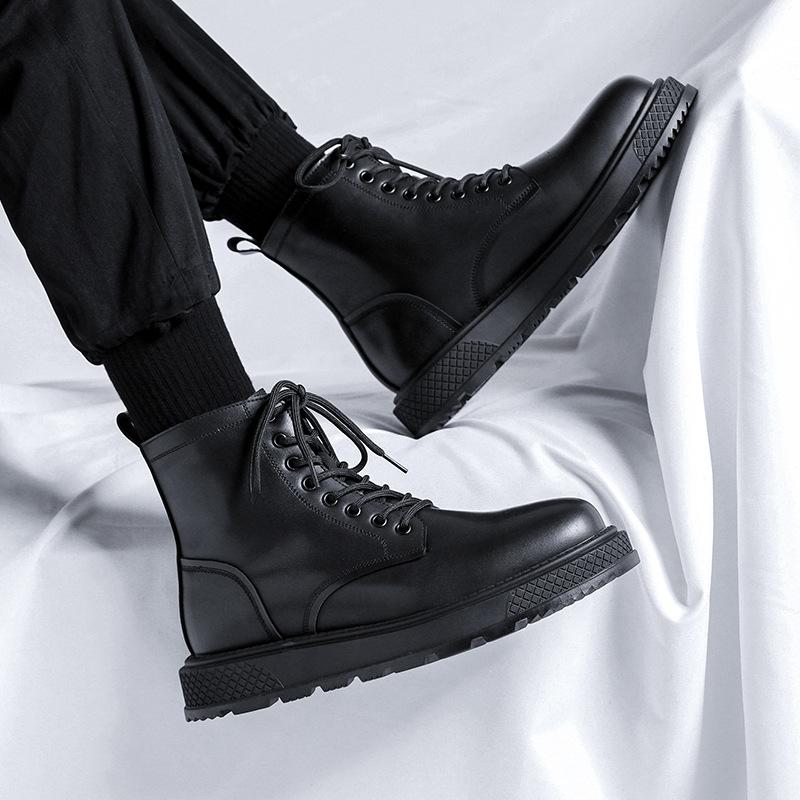 men luxury fashion motorcycle boots  designer shoes party nightclub dress cowboy genuine leather boot platform ankle botas