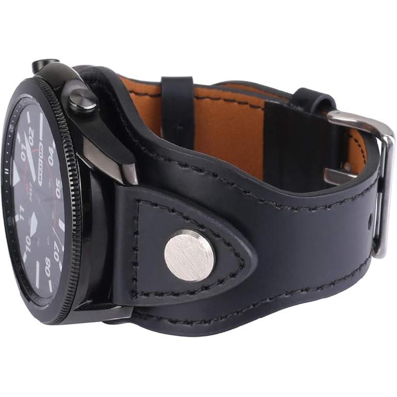 Bands Compatible with Garmin Venu 2/Venu 3/Vivoactive 4 45mm Watch, 22mm Leather Bracelet Vintage Strap for Samsung Galaxy Watch 3 45mm/46mm/Gear S3