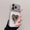 Glitter Heart Mirror Stand Case for iPhone 13/14/15/16/17 Pro Max