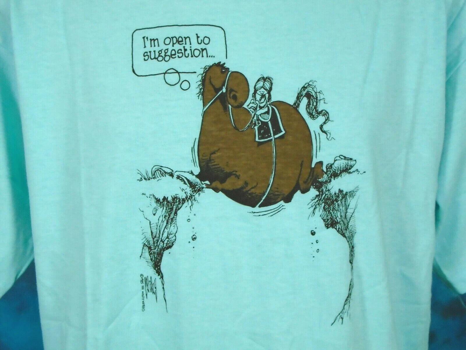 

NOS vtg 80s HORSE OPEN TO SUGGESTION CARTOON T-Shirt L/XL cowboy single stitch XL