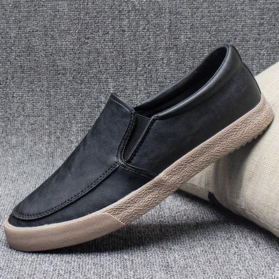 Men's Leather Shoes Loafers Soft Platform Thick Sole Male Casual Shoe Office Round Toe Moccasin Adults In Promotion New Slip-on