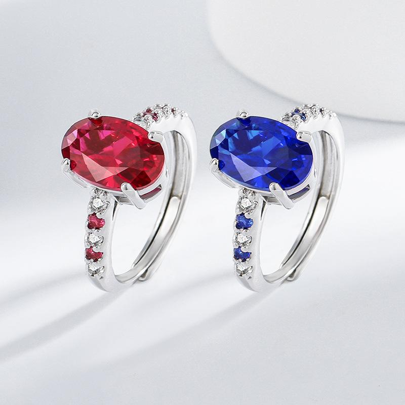 925 Sterling Silver Luxury Elegant Royal Blue Spinel Zircon Ladies Banquet Jewelry RingGood product