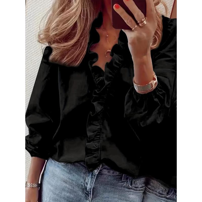 Women's clothing Spring, summer, autumn and winter ruffle shirt Women's shirt Loose foreign style Commuter