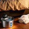 Indoor Pet Waterer with 304 Metal Tray, Front Level Window and Lifted Outlet for Daily Household Drinking Use Home