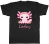 Personalised Any Name Pink Axolotl with Flowers Mens T-Shirt Tee Gift Top