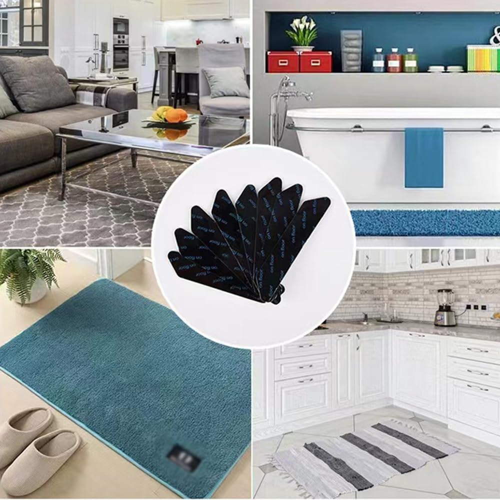 Rug Carpet Non Slip Grippers for Floors, Reusable and Washable Double Sided Carpet Tape Pads Removable, Strong Adhesive Grippers for Area Rugs, Keep