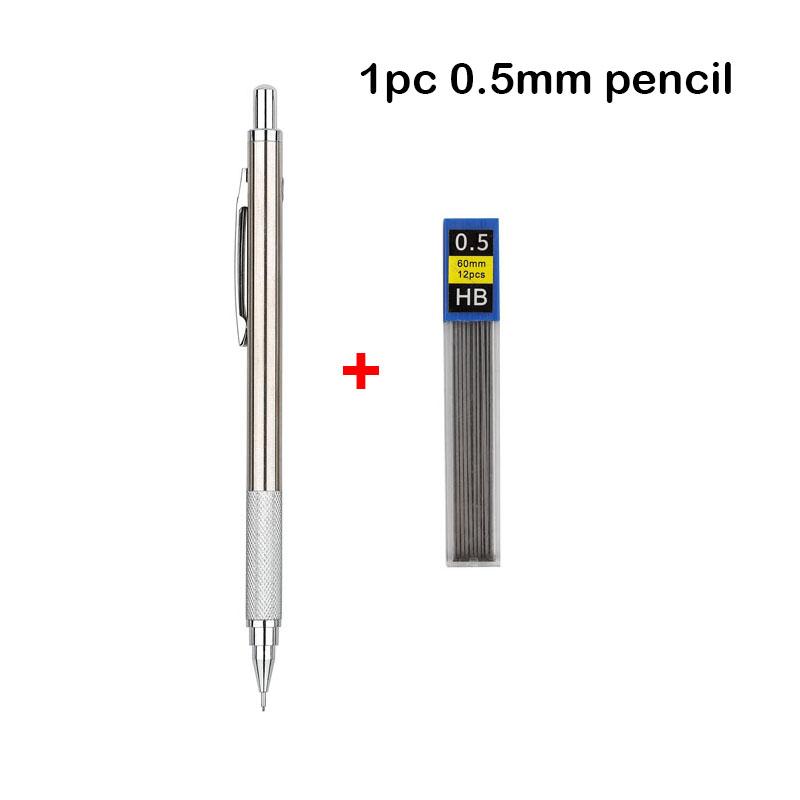 Full Metal Mechanical Pencil Set 0.3 0.5 0.7 0.9 1.3 2.0mm Art Drawing Automatic Pencil with Leads Office Kawaii School Supplies